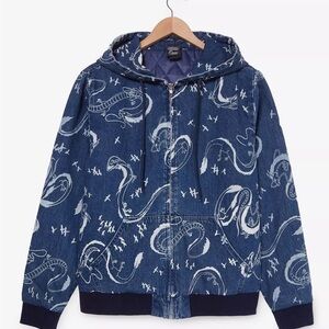 Studio Ghibli Spirited Away Haku Print Denim Zippered Hoodie